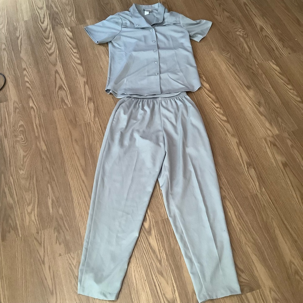 Vintage DANIEL KIVIAT Outfit Women Size S Button-Up Top  Elastic Waist Pants USA